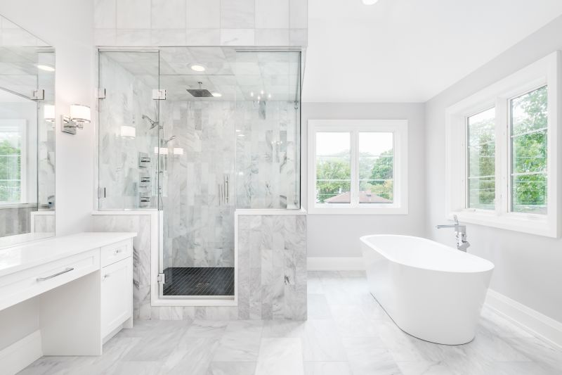 Open Concept Shower with Marble Accents