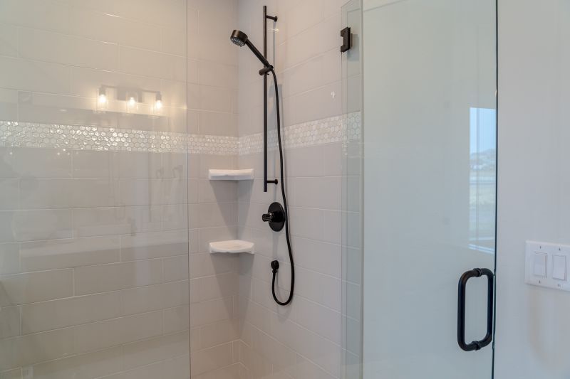 Contemporary Shower with Black Fixtures